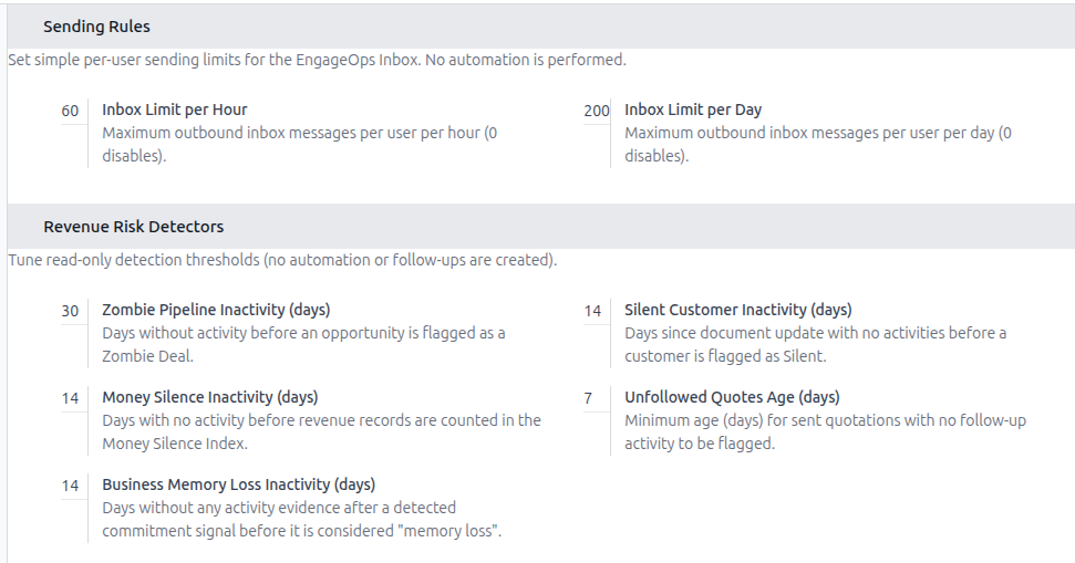 Signal Controls settings screenshot